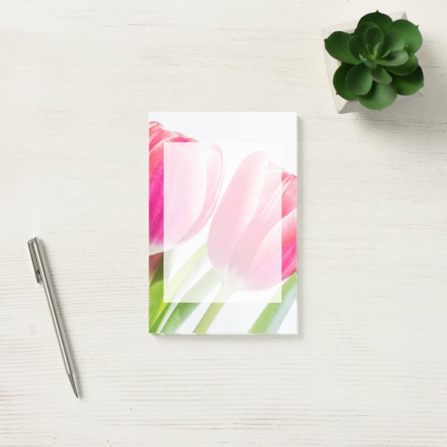 Pink Tulips with Green Leaves Photo Post-it Notes (Office)