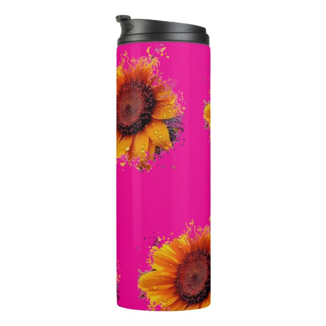 Pink Tumbler with Sunflower Design (Rotated Right)