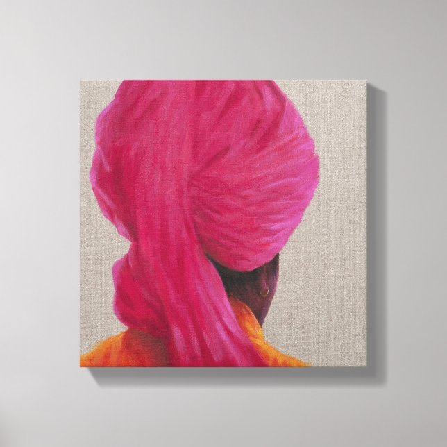 Pink Turban Orange Jacket 2014 Canvas Print (Front)