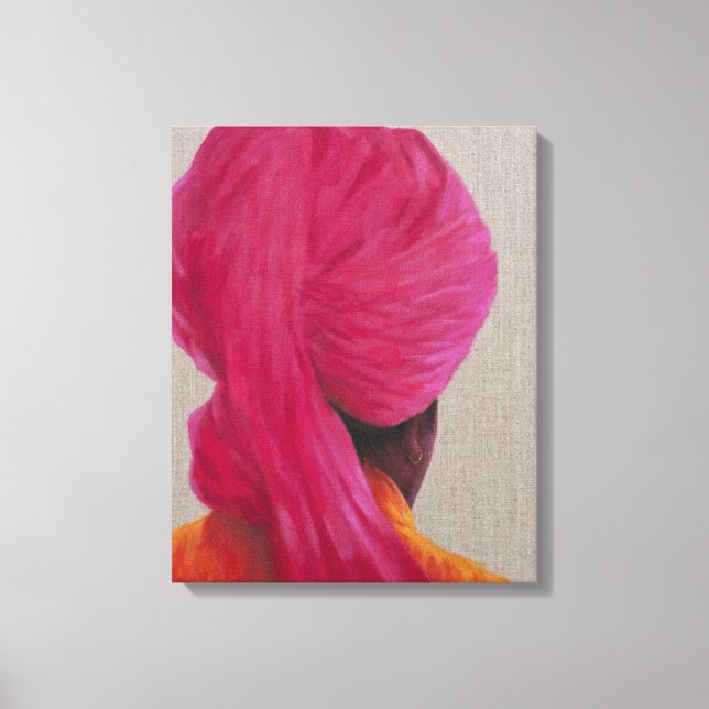 Pink Turban Orange Jacket 2014 Canvas Print (Front)