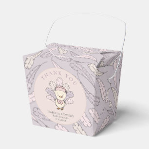 Pink Turkey & Feathers Fall Girl Baby Shower Favor Box