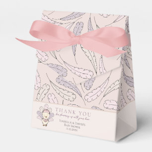 Pink Turkey & Feathers Fall Girl Baby Shower Favor Box