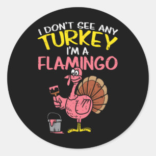 Pink Turkey Flamingo Fun Thanksgiving Animal Lover Classic Round Sticker
