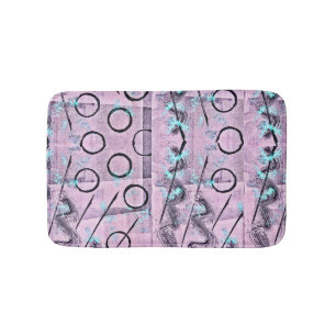 Pink, Turquoise and Black Abstract Bath Mat