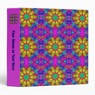 Pink Turquoise and Yellow Retro Pattern Binder