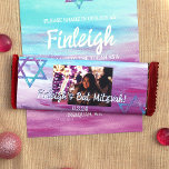 Pink Turquoise Bat Mitzvah Candy Bar Wrapper<br><div class="desc">Personalize your own hot pink and turquoise Bat Mitzvah chocolate candy bar label or pastry package with a customized paper label. Bold, abstract brush stroke artwork is attractive with your own wording. Add your own quote on the back for a finishing touch. Use this budget personalized wrapper label for other...</div>
