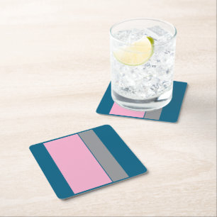 Pink Turquoise CottonCandy Square Paper Coaster