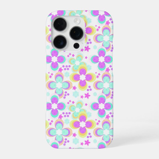 Pink, turquoise, floral iPhone case (Back)
