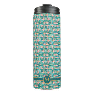 Pink Turquoise Gold Pattern Elegant Personalized Thermal Tumbler