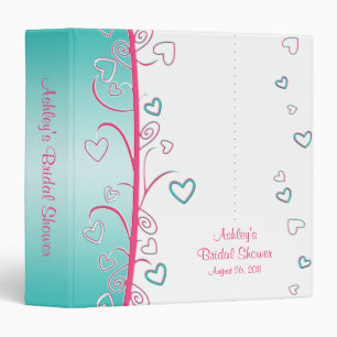 Pink Turquoise Hearts and Scrolls Binder