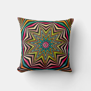 Pink Turquoise Orange Abstract Stars Geometric Throw Pillow