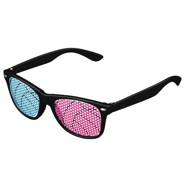 Pink & Turquoise Volleyball Sunglasses (Angled)