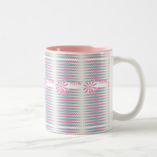 Pink & Turquoise Wavy Stripes tasses monogrammes p