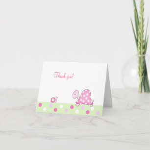Pink Turtle and Snail Folded Thank you notes