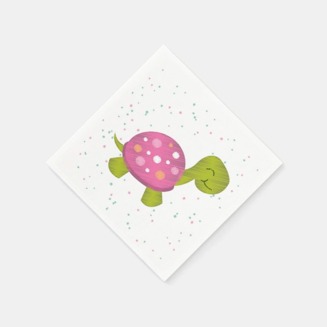 Pink Turtle Party Napkin (Corner)