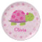 Pink Turtle Personalized Melamine Plate for Kids