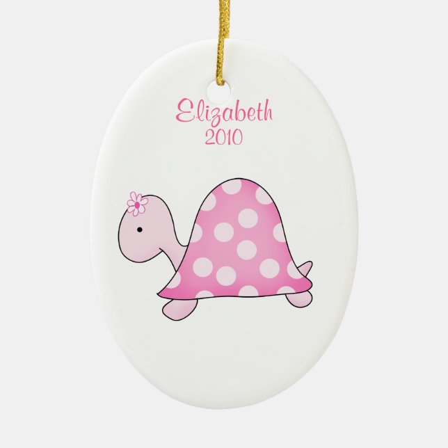 PINK TURTLE Personalized Name Christmas Ornament (Front)