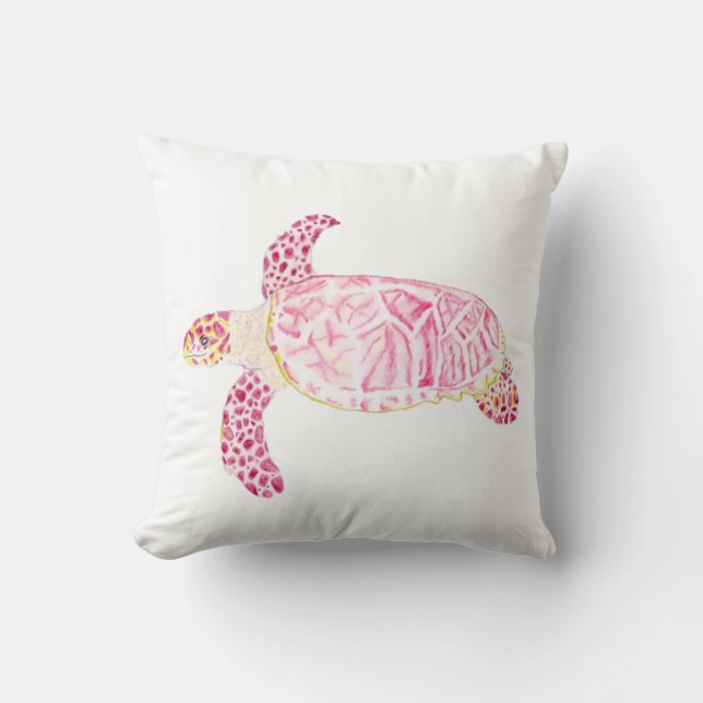 Pink Turtle  Throw Pillow (Front)