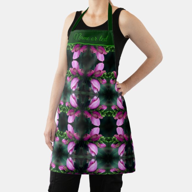 Pink Turtlehead Flower Abstract Personalized Apron (Insitu)