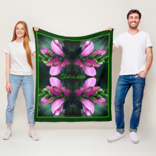 Pink Turtlehead Flower Abstract Personalized Fleece Blanket