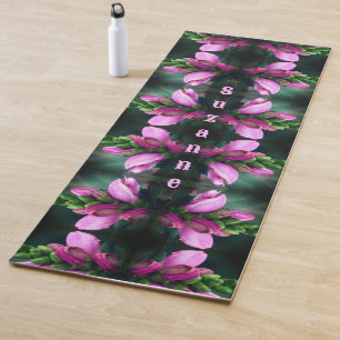 Pink Turtlehead Flower Abstract Personalized Yoga Mat