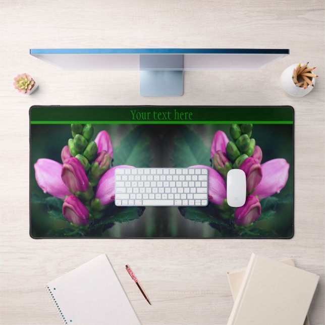 Pink Turtlehead Flower Close Up Personalized Desk Mat (Office 1)