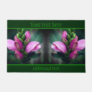 Pink Turtlehead Flower Close Up Personalized Doormat