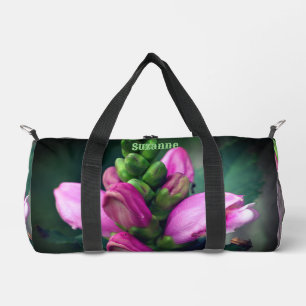 Pink Turtlehead Flower Personalized Duffle Bag