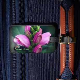Pink Turtlehead Flower Personalized Luggage Tag