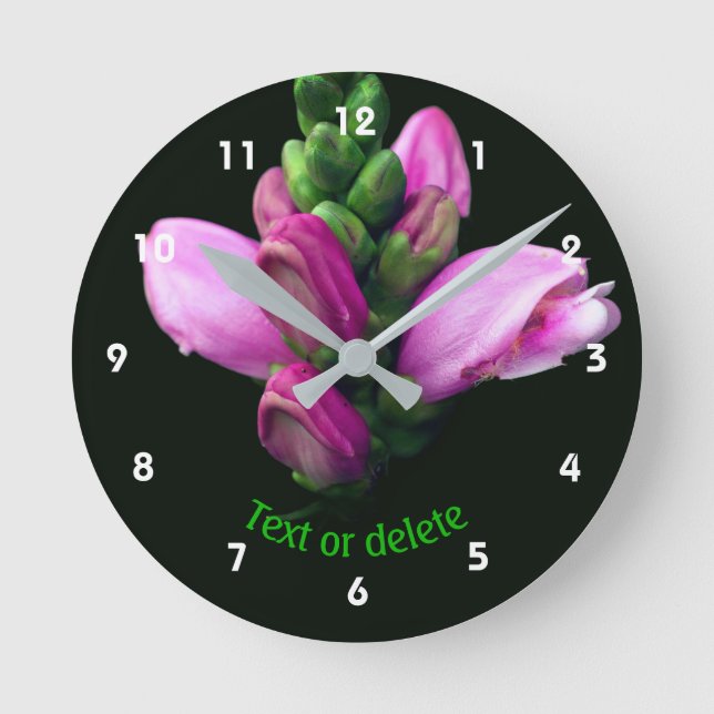 Pink Turtlehead Flower Personalized  Round Clock (Front)
