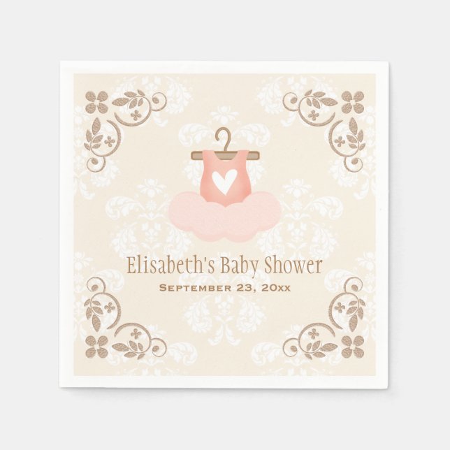 Pink Tutu Ballerina Baby Shower Napkin (Front)