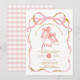 Pink Tutu Ballerina Birthday Party Ballet Ribbon Invitation
