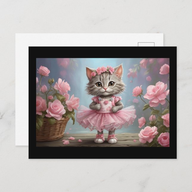 Pink Tutu Ballerina Kitten Postcard (Front/Back)