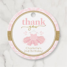 Pink Tutu Ballerina Thank You Picture Favour Tags