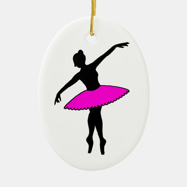 Pink Tutu Ballet Pointe Dance Teacher Ballerina Ceramic Ornament (Front)
