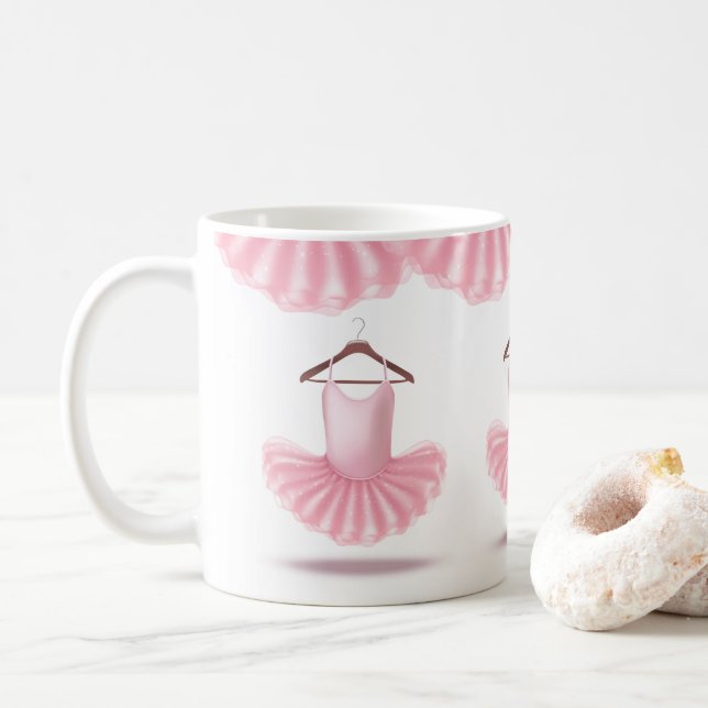 Pink Tutu Cute Ballerina Girly Name Coffee Mug (With Donut)