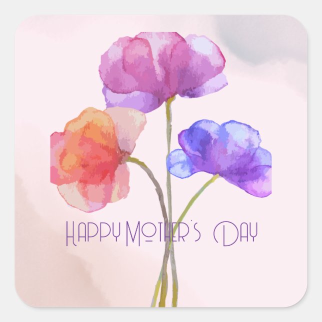 Pink Twin Mom Flowers for Mother's Day  Square Sticker (Front)