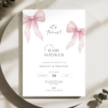 Pink Twins Baby Shower Invitation Girls