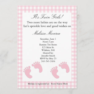Pink Twins Sprinkle Shower Invitation