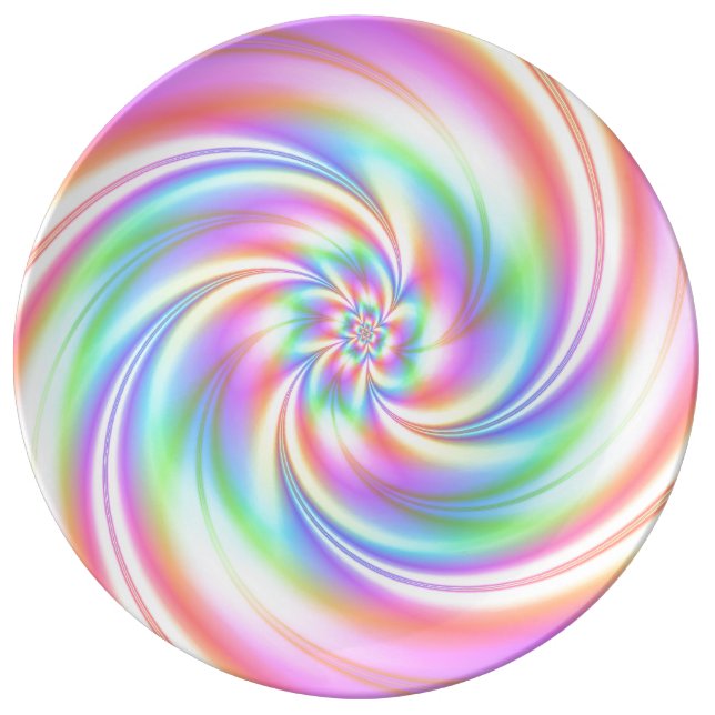 Pink Twirl Porcelein Plate Large (Front)