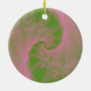 Pink Twist on Green Ornament