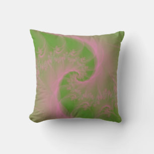 Pink Twist on Green Pillows