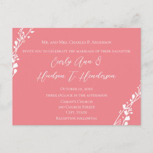 Pink Two are One Christian Wedding Invitation Postcard