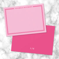 Pink Two Border Minimalist Name Monogram