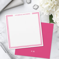 Pink Two Border Name Monogram Square