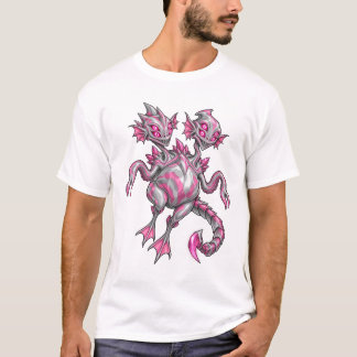 Pink Two Headed Alien Dragon Fantasy Monster T-Shirt