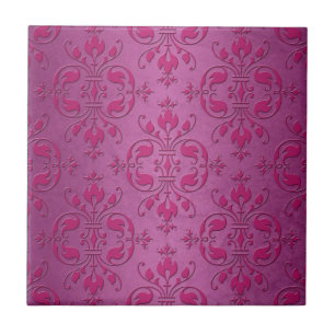 Pink Two Tone Damask Pattern Tile
