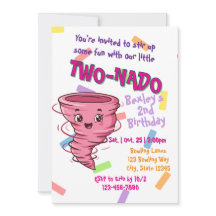 Pink TwoNado, 2nd birthday invitation