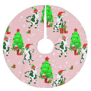pink ugly christmas tree cow brushed polyester tree skirt