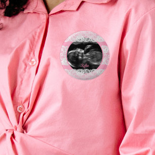 Pink Ultrasound Baby Shower 1 Inch Round Button